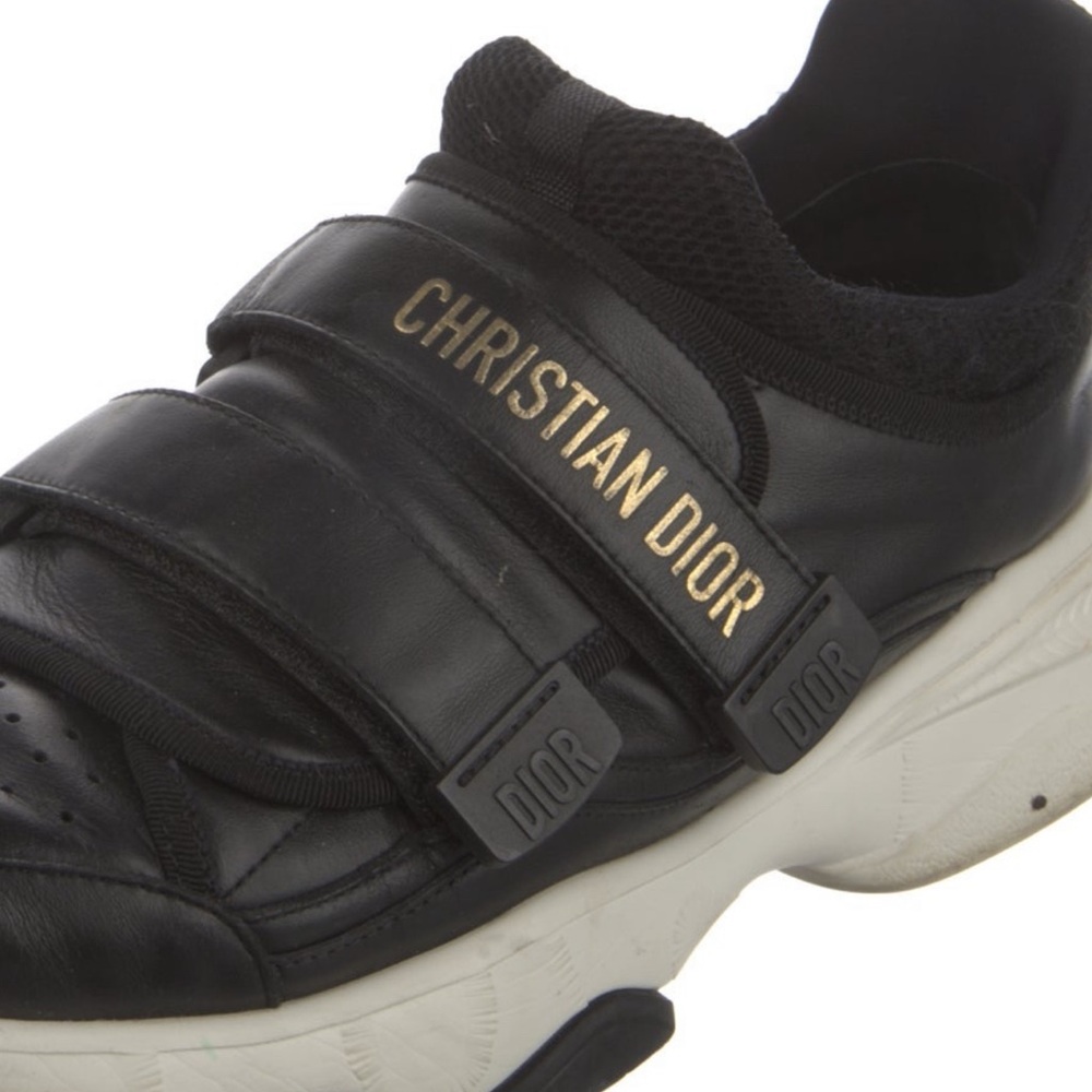 DIOR D-Wander Black Leather Low Top Adjustable Straps Sneakers Size 8. - Picture 2 of 4